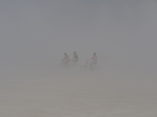 Bikers in a Dust Storm, Burning Man photo