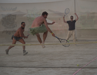 One Love Leaps the Net, Burning Man photo