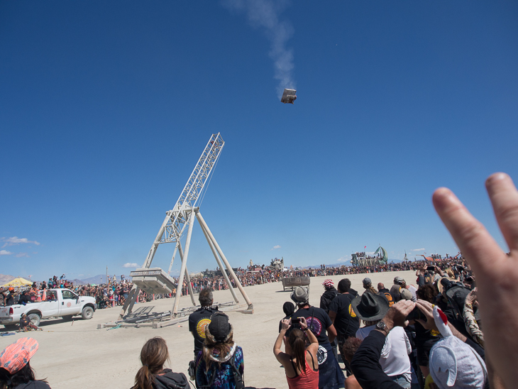 Flaming Piano Trebuchet, Burning Man photo