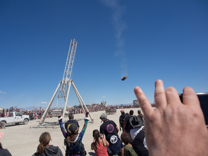 Flaming Piano Trebuchet, Burning Man photo