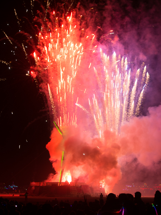 Fireworks at The Man, Burning Man photo