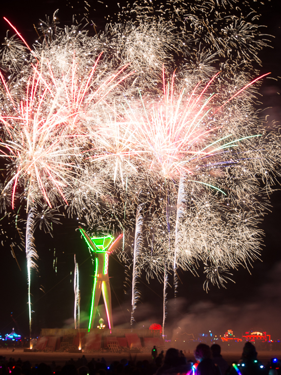 Fireworks at The Man, Burning Man photo