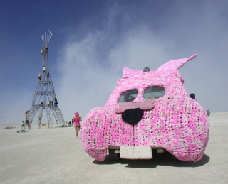 Pink Rabbit at Tower - 2008, Burning Man photo
