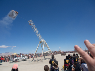 Flaming Piano Trebuchet - 2015, Burning Man photo