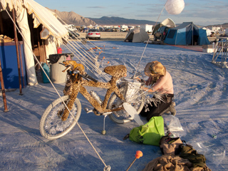 Erica and Her Leopard Bike, Burning Man photo