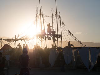 Land Boat at Sunset, Burning Man photo