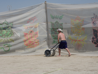 Cameron Rolling the Court, Burning Man photo