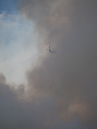 Chinook and Bucket Over Babcock Creek, Goat Creek Fire photo