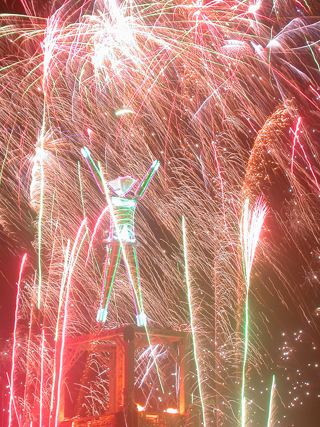 Fireworks at the Man - 2010, Burning Man photo